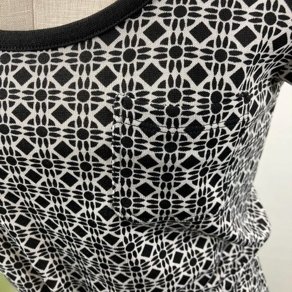 T by Talbots Black White Geometric Comfy Short Sleeve Maxi Tie Dress Size Small - Picture 10 of 15